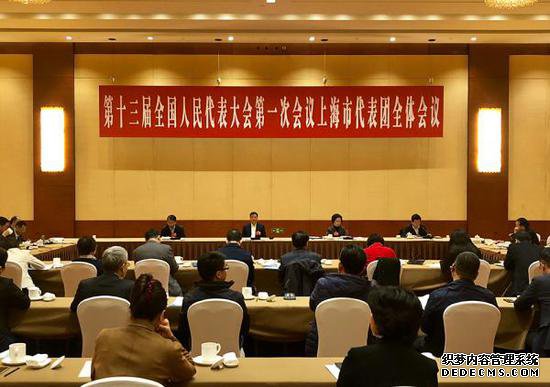 十三届全国人大一次会议上海代表团的30名代表联合向大会提交了“关于制定《中华人民共和国财政法》”的议案。 澎湃新闻记者 赵昀 图